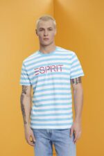 Esprit Sustainable cotton striped T-shirt Men Blue T-Shirts P0D0X743