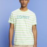 Esprit Sustainable cotton striped T-shirt Men Citrus Green T-Shirts P0D0X742
