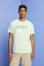 Esprit Sustainable cotton striped T-shirt Men Citrus Green T-Shirts P0D0X742