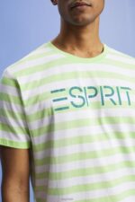 Esprit Sustainable cotton striped T-shirt Men Citrus Green T-Shirts P0D0X742 - Image 3