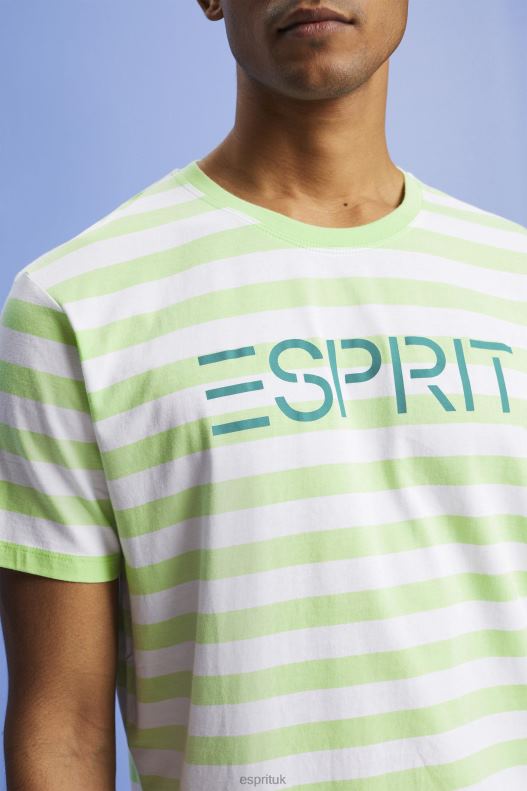 Esprit Sustainable cotton striped T-shirt Men Citrus Green T-Shirts P0D0X742 - Image 3
