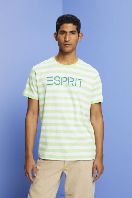 Esprit Sustainable cotton striped T-shirt Men Citrus Green T-Shirts P0D0X742