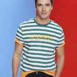 Esprit Sustainable cotton striped T-shirt Men Emerald Green T-Shirts P0D0X741