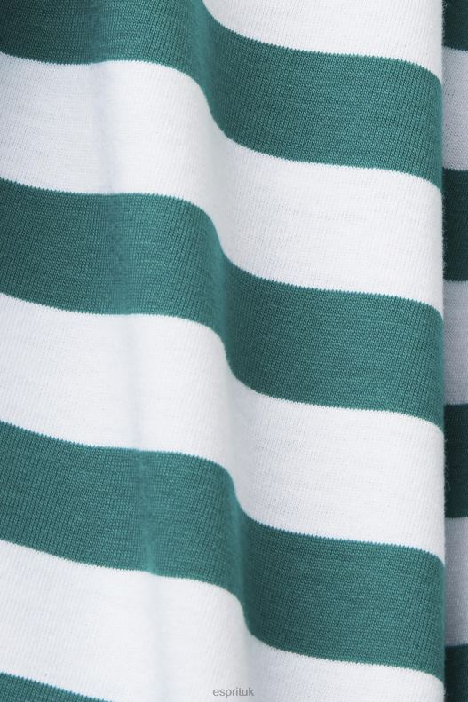 Esprit Sustainable cotton striped T-shirt Men Emerald Green T-Shirts P0D0X741 - Image 4