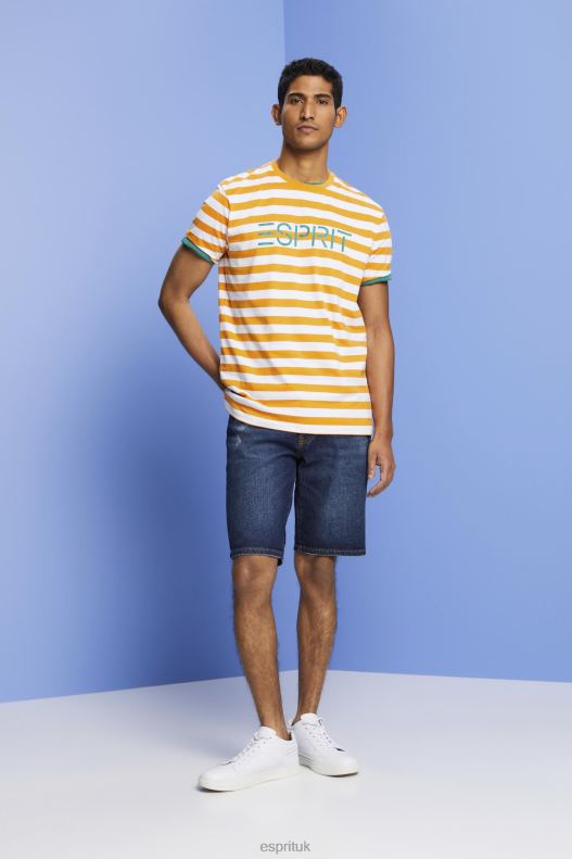 Esprit Sustainable cotton striped T-shirt Men Orange T-Shirts P0D0X745 - Image 2