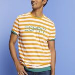 Esprit Sustainable cotton striped T-shirt Men Orange T-Shirts P0D0X745