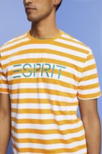 Esprit Sustainable cotton striped T-shirt Men Orange T-Shirts P0D0X745 - Image 3