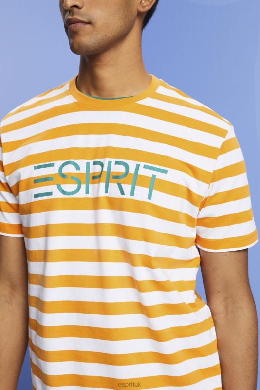 Esprit Sustainable cotton striped T-shirt Men Orange T-Shirts P0D0X745 - Image 3