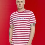 Esprit Sustainable cotton striped T-shirt Men Pink T-Shirts P0D0X744