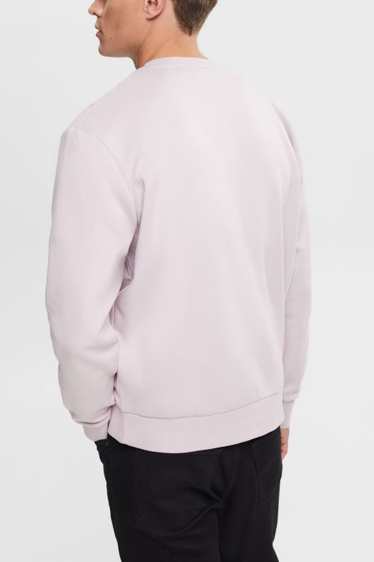 Esprit Sweatshirt with a zip pocket Men Lavender Sweatshirts & Hoodies P0D0X785 - Image 3