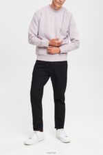 Esprit Sweatshirt with a zip pocket Men Lavender Sweatshirts & Hoodies P0D0X785 - Image 4