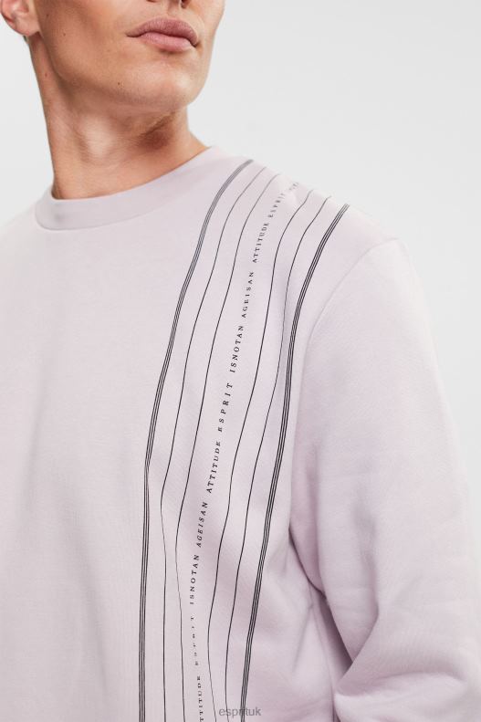 Esprit Sweatshirt with a zip pocket Men Lavender Sweatshirts & Hoodies P0D0X785 - Image 5