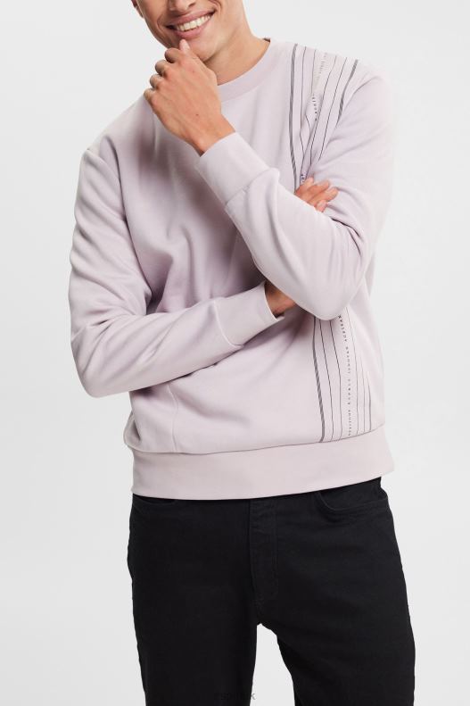 Esprit Sweatshirt with a zip pocket Men Lavender Sweatshirts & Hoodies P0D0X785 - Image 1
