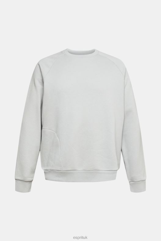 Esprit Sweatshirt with a zip pocket Men Light Grey Sweatshirts & Hoodies P0D0X933 - Image 5
