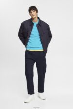 Esprit Sweatshirt with embroidered sleeve logo Men Aqua Green Sweatshirts & Hoodies P0D0X724 - Image 2