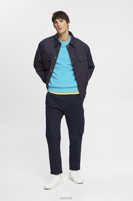 Esprit Sweatshirt with embroidered sleeve logo Men Aqua Green Sweatshirts & Hoodies P0D0X724 - Image 2