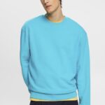 Esprit Sweatshirt with embroidered sleeve logo Men Aqua Green Sweatshirts & Hoodies P0D0X724