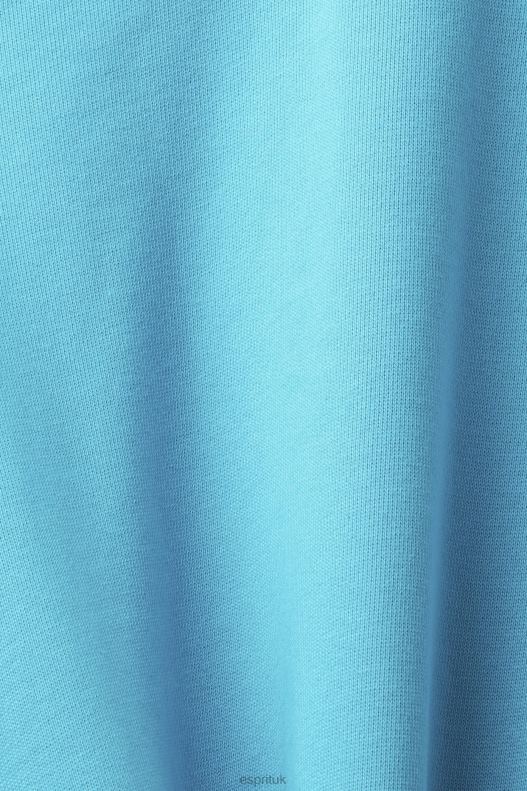 Esprit Sweatshirt with embroidered sleeve logo Men Aqua Green Sweatshirts & Hoodies P0D0X724 - Image 4