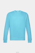 Esprit Sweatshirt with embroidered sleeve logo Men Aqua Green Sweatshirts & Hoodies P0D0X724 - Image 5