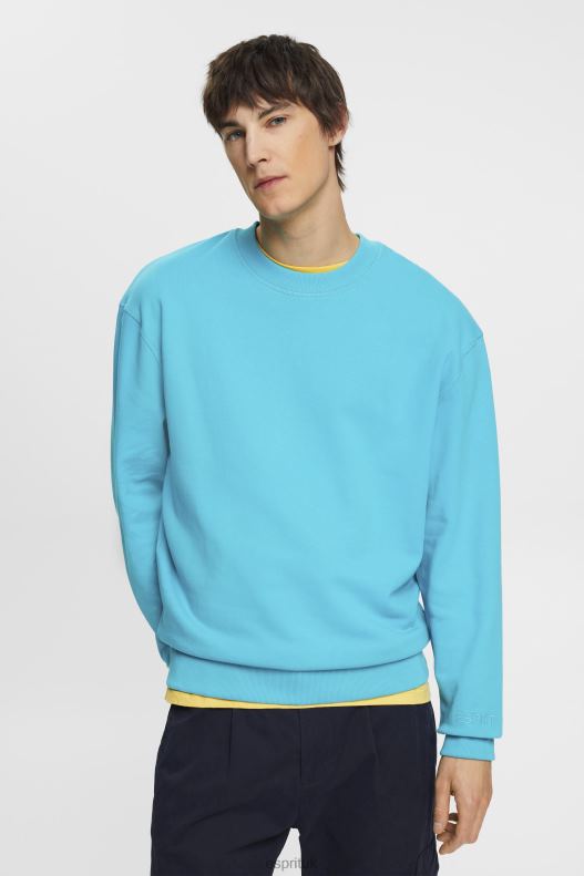 Esprit Sweatshirt with embroidered sleeve logo Men Aqua Green Sweatshirts & Hoodies P0D0X724 - Image 1