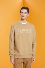 Esprit Sweatshirt with logo print Men Khaki Beige Sweatshirts & Hoodies P0D0X852