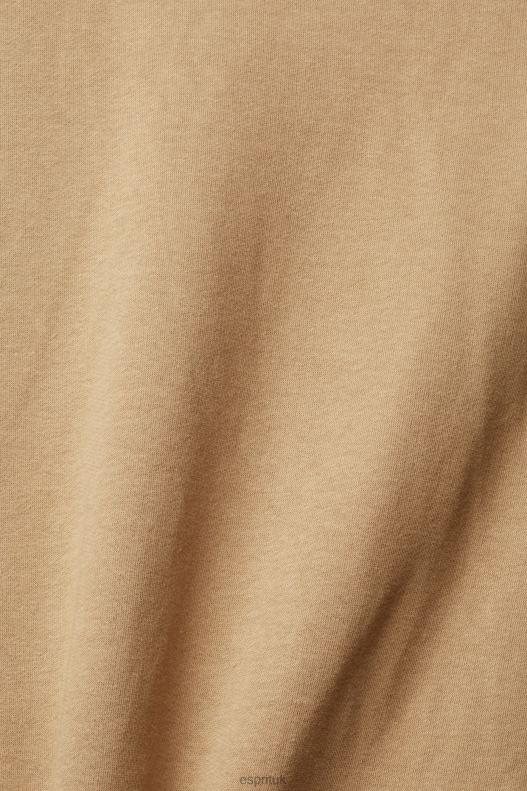Esprit Sweatshirt with logo print Men Khaki Beige Sweatshirts & Hoodies P0D0X852 - Image 4