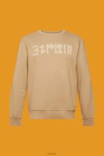 Esprit Sweatshirt with logo print Men Khaki Beige Sweatshirts & Hoodies P0D0X852 - Image 5