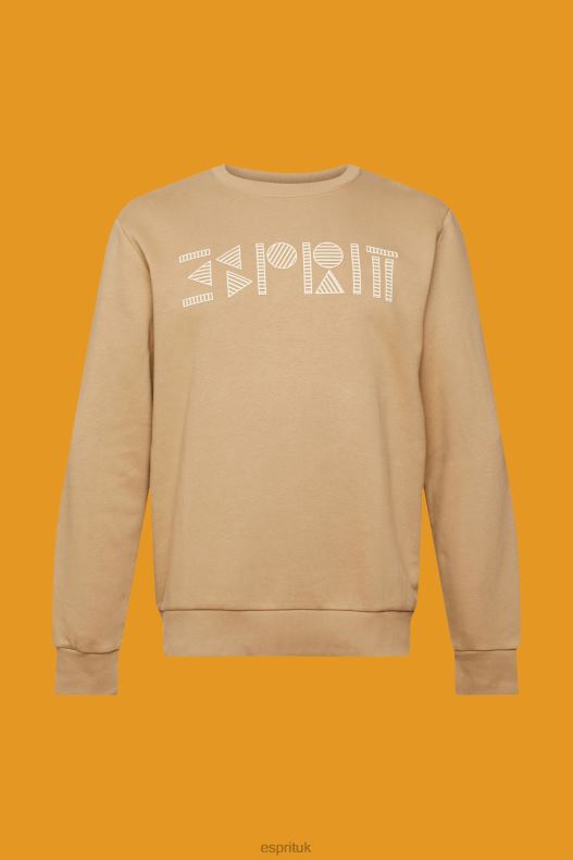 Esprit Sweatshirt with logo print Men Khaki Beige Sweatshirts & Hoodies P0D0X852 - Image 5