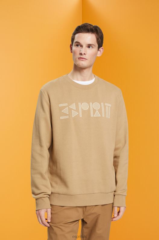 Esprit Sweatshirt with logo print Men Khaki Beige Sweatshirts & Hoodies P0D0X852 - Image 1
