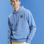 Esprit Sweatshirt with logo print Men Light Blue Lavender Sweatshirts & Hoodies P0D0X651