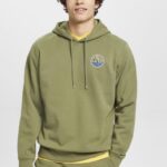 Esprit Sweatshirt with logo print Men Olive Sweatshirts & Hoodies P0D0X649