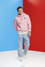 Esprit Sweatshirt with logo print Men Pink Sweatshirts & Hoodies P0D0X652 - Image 2
