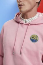 Esprit Sweatshirt with logo print Men Pink Sweatshirts & Hoodies P0D0X652 - Image 3