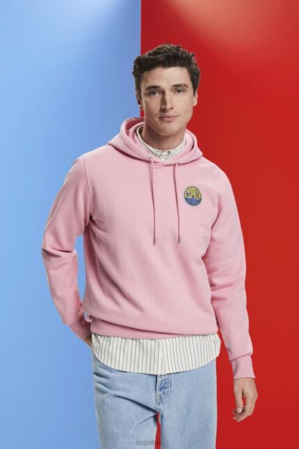 Esprit Sweatshirt with logo print Men Pink Sweatshirts & Hoodies P0D0X652