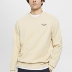Esprit Sweatshirt with logo print on the back Men Beige Sweatshirts & Hoodies P0D0X645