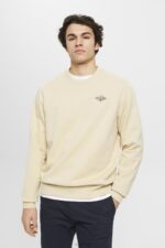 Esprit Sweatshirt with logo print on the back Men Beige Sweatshirts & Hoodies P0D0X645