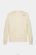 Esprit Sweatshirt with logo print on the back Men Beige Sweatshirts & Hoodies P0D0X645 - Image 5