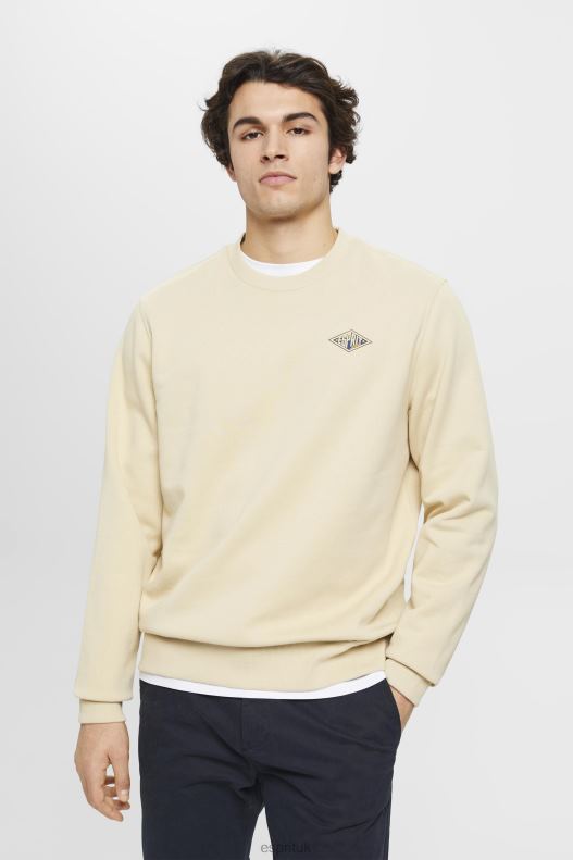 Esprit Sweatshirt with logo print on the back Men Beige Sweatshirts & Hoodies P0D0X645 - Image 1