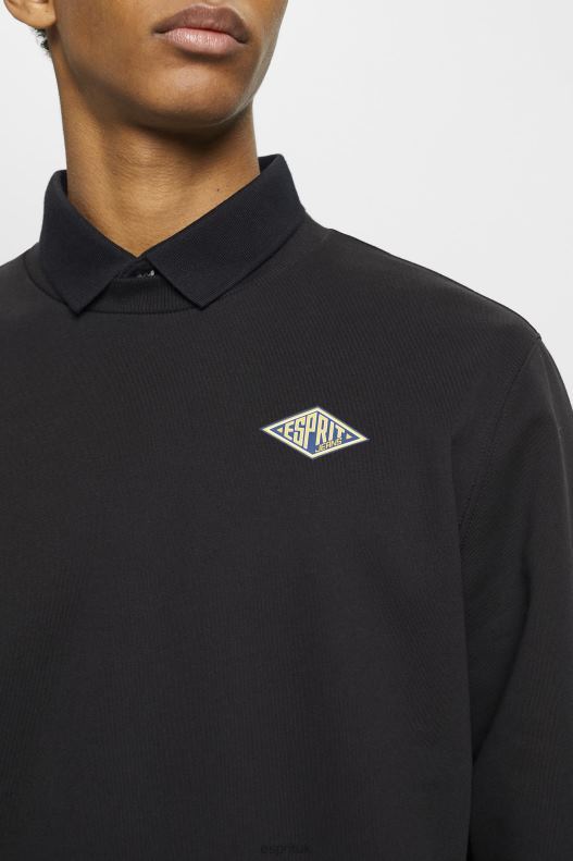 Esprit Sweatshirt with logo print on the back Men Black Sweatshirts & Hoodies P0D0X643 - Image 3
