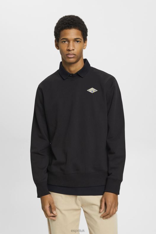 Esprit Sweatshirt with logo print on the back Men Black Sweatshirts & Hoodies P0D0X643 - Image 1