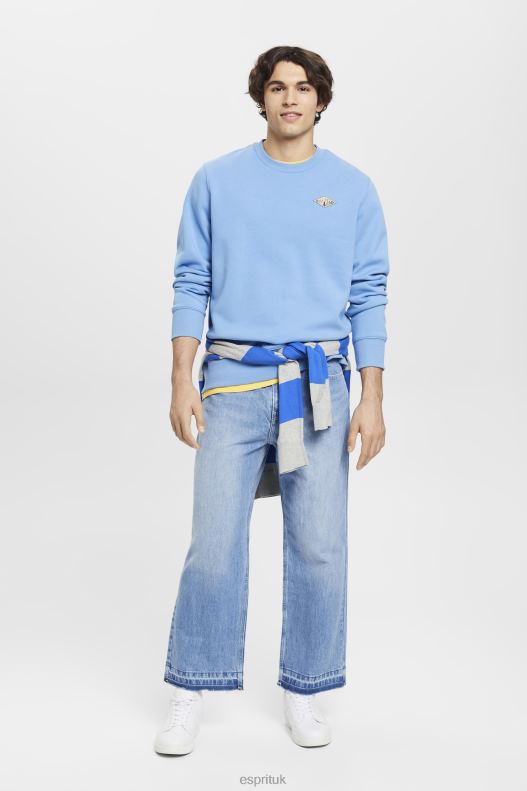 Esprit Sweatshirt with logo print on the back Men Light Blue Lavender Sweatshirts & Hoodies P0D0X647 - Image 2