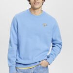 Esprit Sweatshirt with logo print on the back Men Light Blue Lavender Sweatshirts & Hoodies P0D0X647