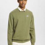 Esprit Sweatshirt with logo print on the back Men Olive Sweatshirts & Hoodies P0D0X646