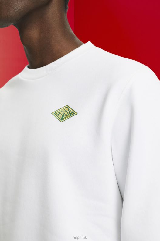 Esprit Sweatshirt with logo print on the back Men White Sweatshirts & Hoodies P0D0X644 - Image 3