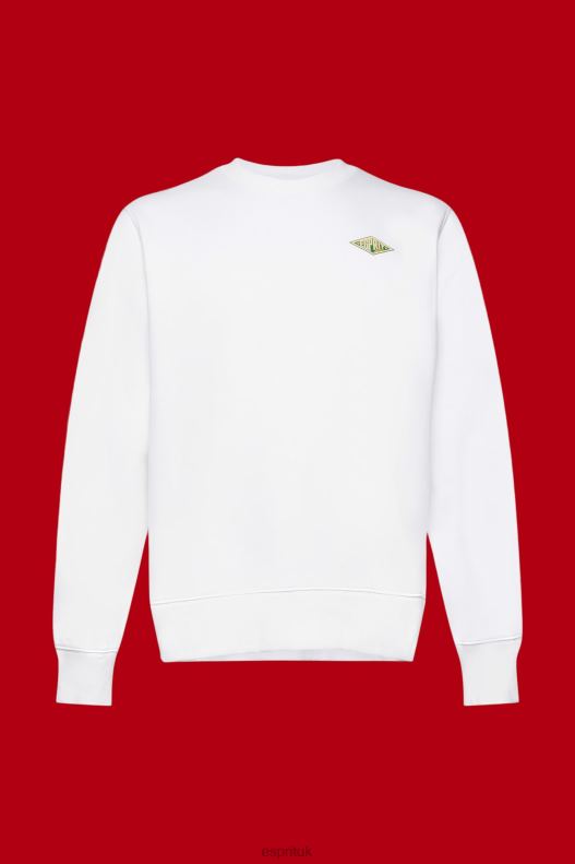 Esprit Sweatshirt with logo print on the back Men White Sweatshirts & Hoodies P0D0X644 - Image 5