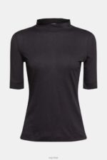 Esprit T-shirt with band collar, TENCEL Women Black T-Shirts P0D0X374 - Image 5
