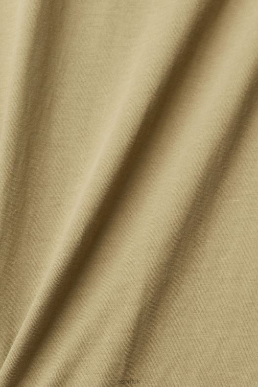 Esprit T-shirt with embroidered motif Women Pale Khaki T-Shirts P0D0X557 - Image 4
