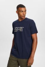 Esprit T-shirt with front print, 100% cotton Men Navy T-Shirts P0D0X740