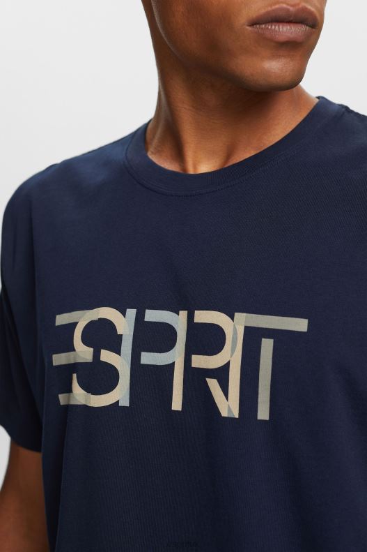 Esprit T-shirt with front print, 100% cotton Men Navy T-Shirts P0D0X740 - Image 3