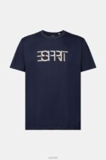 Esprit T-shirt with front print, 100% cotton Men Navy T-Shirts P0D0X740 - Image 5